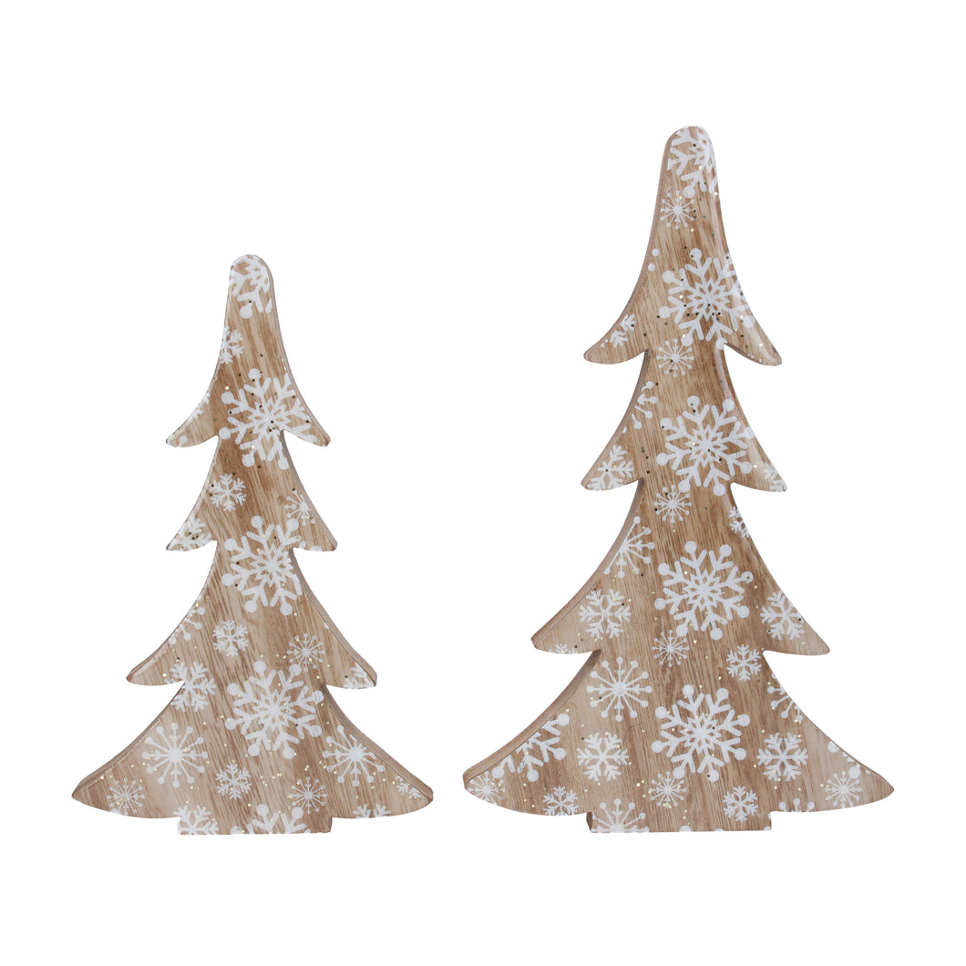 Natural Wood Snowflake Christmas Tree Set