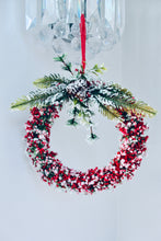 Load image into Gallery viewer, Red Berry and Snow Glitter Wreath