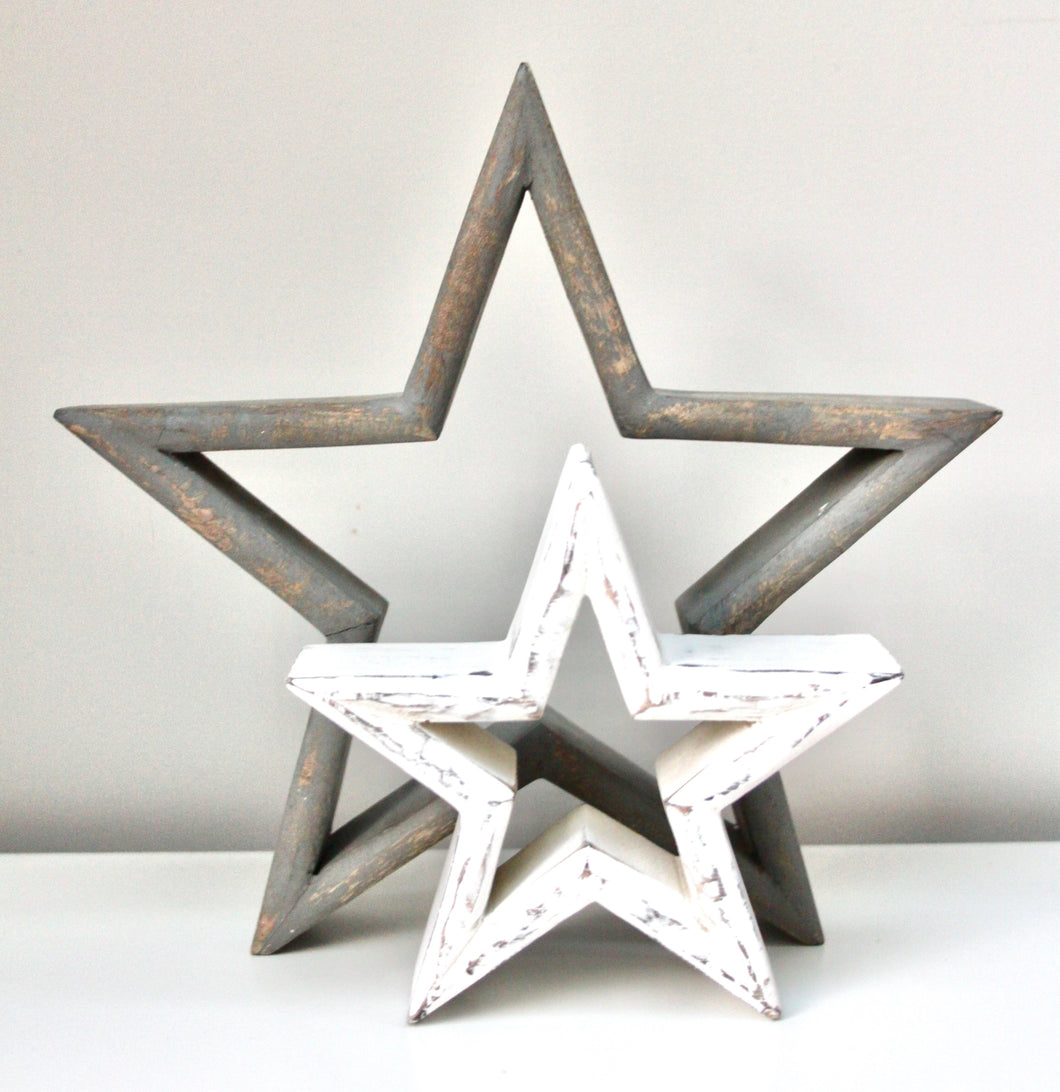 Wooden Mantelpiece Star Set
