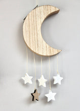 Load image into Gallery viewer, Wooden Moon with Hanging Stars
