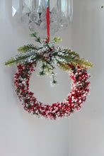 Load image into Gallery viewer, Red Berry and Snow Glitter Wreath