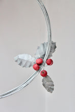 Load image into Gallery viewer, Holly &amp; Berries Silver Metal Wreath
