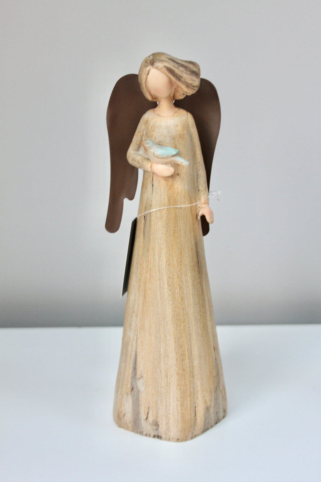 Natural Christmas Angel with Metal Wings