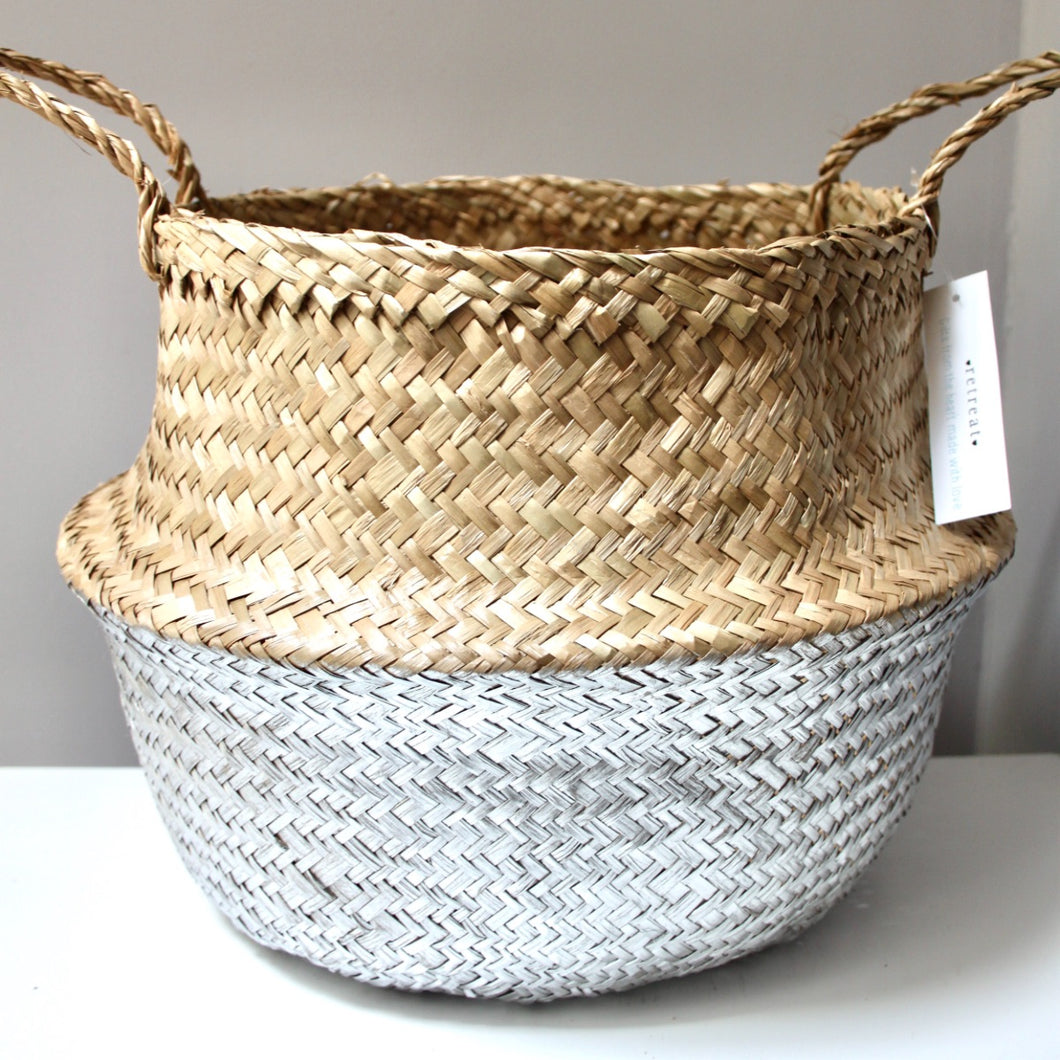 Silver Dipped Seagrass Basket