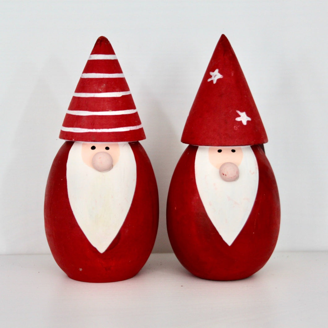 Scandi Santa Red Wooden Ornament Set