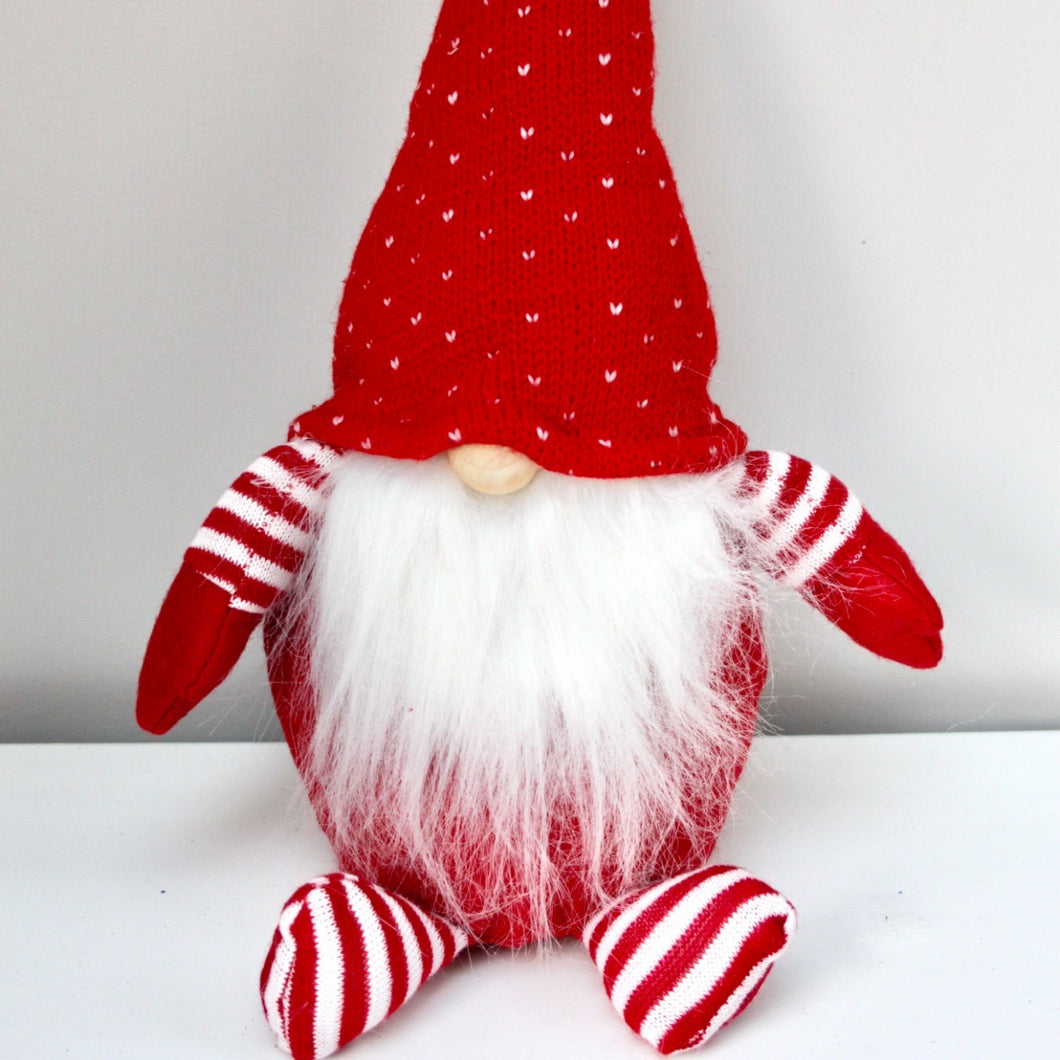 Nordic Fabric Sitting Stripy Santa Gonk