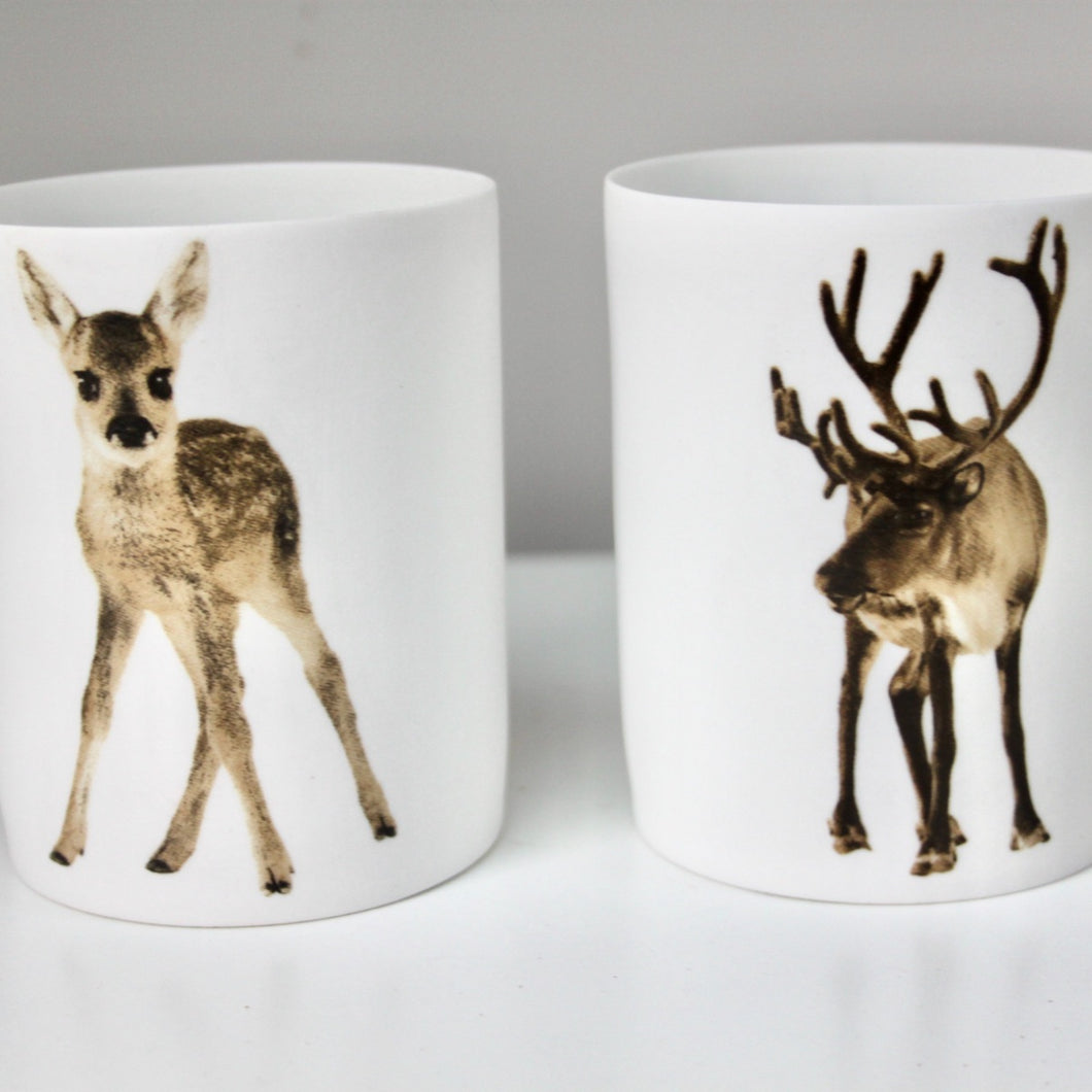 Christmas Deer Porcelain Votives