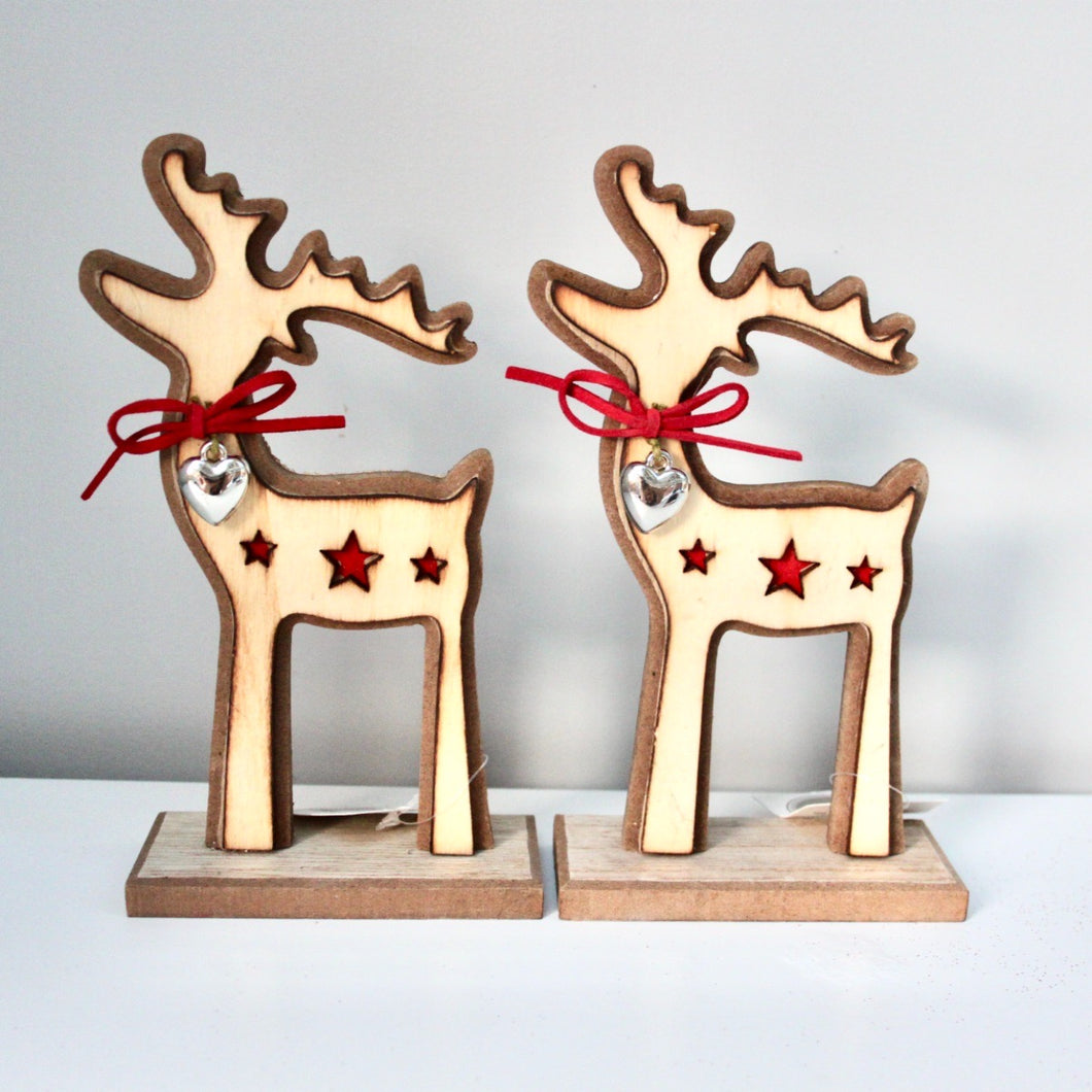 Wooden Reindeer With Bells