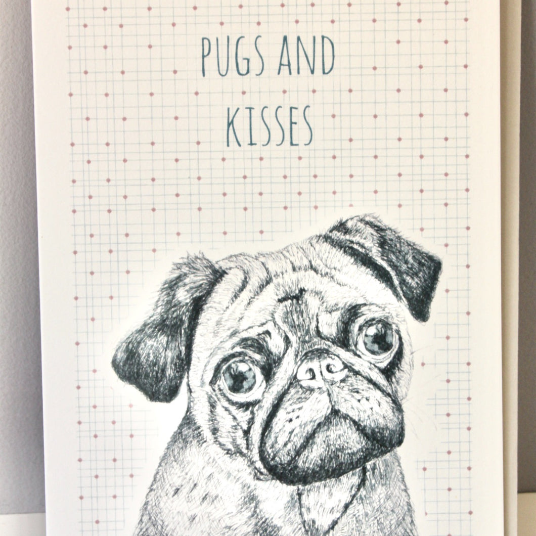 Pugs & Kisses' Greetings Card