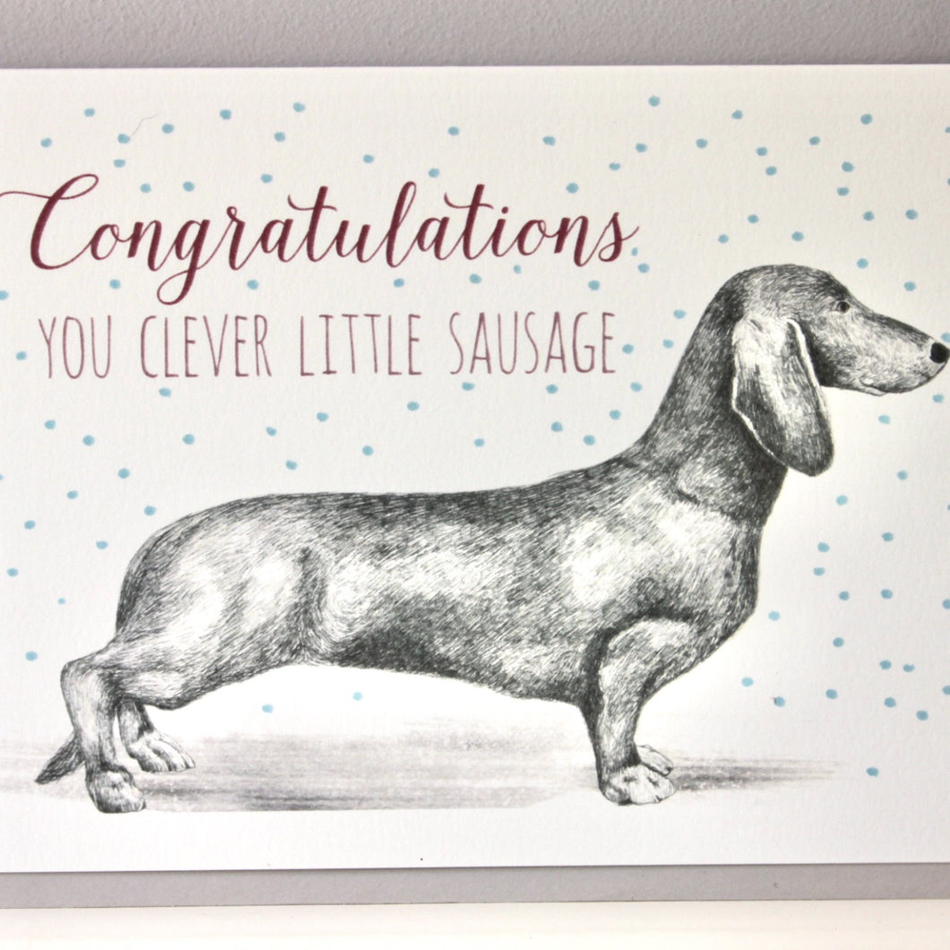 'Congratulations you little sausage' Greetings Card