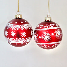 Load image into Gallery viewer, Matt Red Snowflake &amp; Star Baubles
