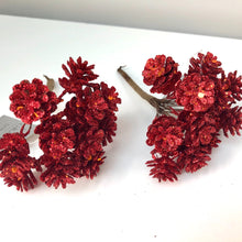 Load image into Gallery viewer, Red Glitter Pinecone Picks