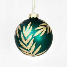 Load image into Gallery viewer, Matt Green Baubles with Gold Embossed Leaves
