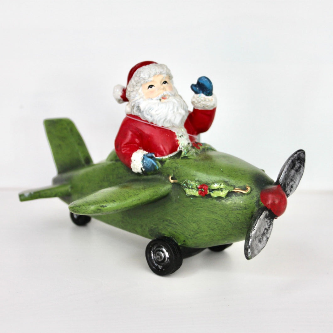 Santa on a Plane Ornament