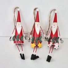 Load image into Gallery viewer, Red Tin Santa Decoration
