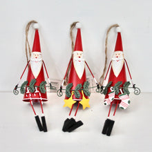 Load image into Gallery viewer, Red Tin Santa Decoration