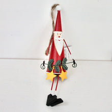 Load image into Gallery viewer, Red Tin Santa Decoration