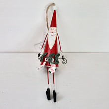 Load image into Gallery viewer, Red Tin Santa Decoration