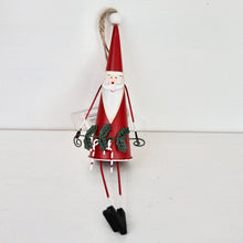 Load image into Gallery viewer, Red Tin Santa Decoration