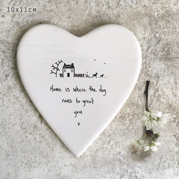 Home is where the dog runs to greet you' Porcelain Coaster