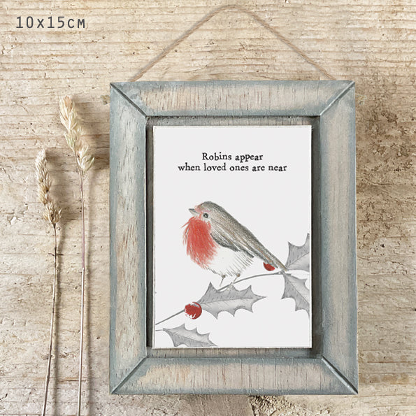 Robins appear when loves ones are near' Rustic Wood Mini Sign
