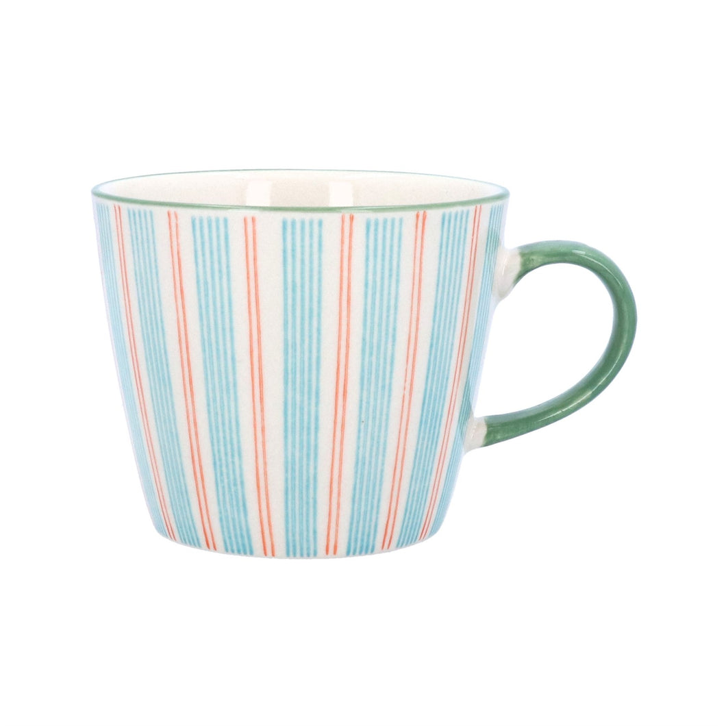 Stoneware Stripy Blue Mug (Set of 2)
