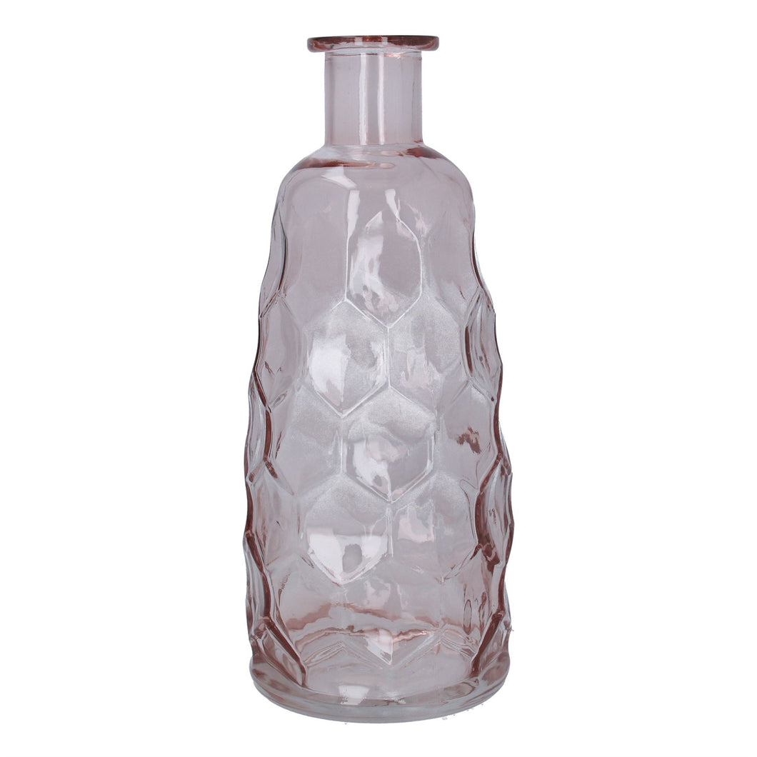 Tall Pink Honeycomb Glass Vase