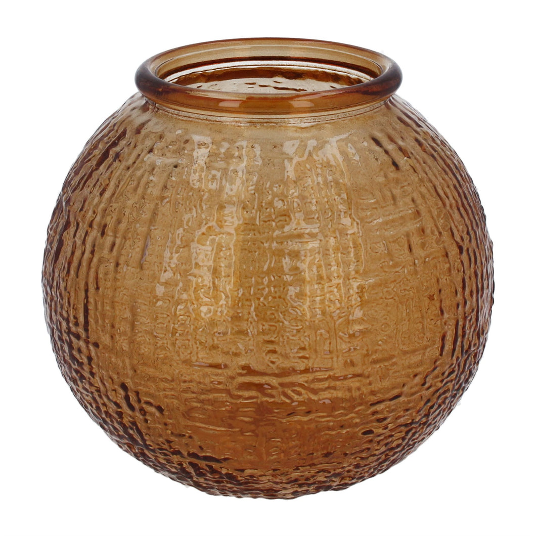 Orange Textured Glass Ball Vase