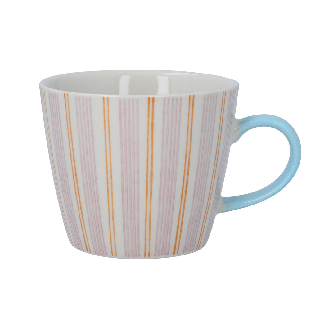 Stoneware Stripy Mauve Mug (Set of 2)
