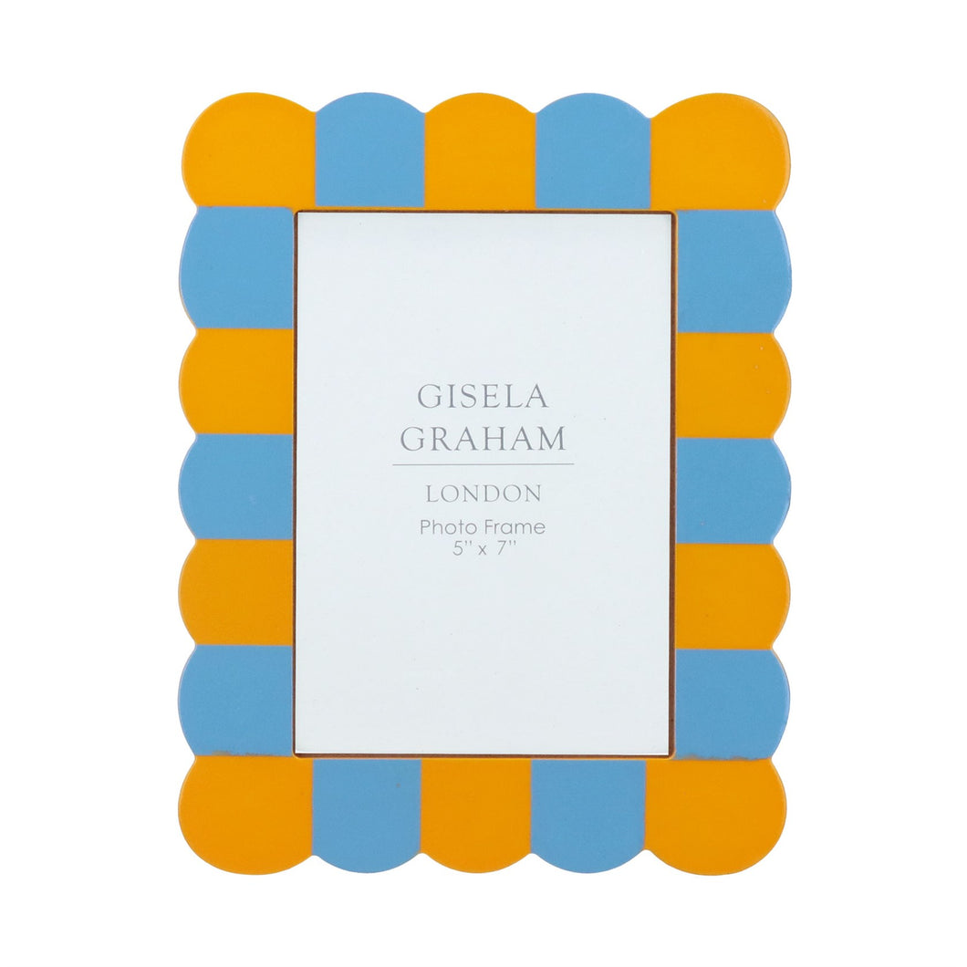 Blue & Yellow Stripe Wooden Photo Frame