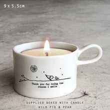 Load image into Gallery viewer, Porcelain Candle Holder &#39;Thank you for being the reason I smile&#39;
