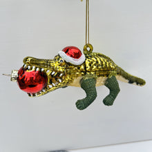 Load image into Gallery viewer, Alligator with Christmas Bauble
