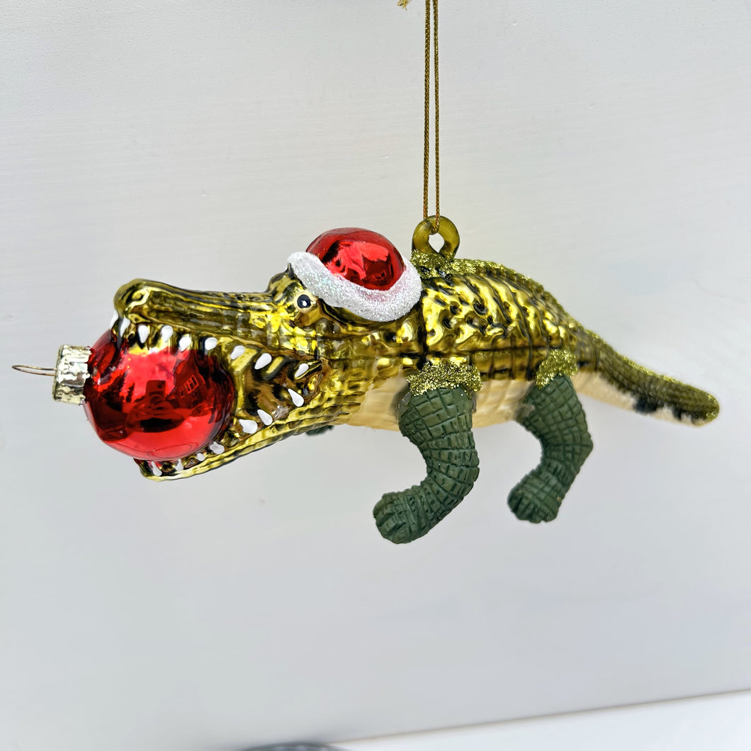 Alligator with Christmas Bauble