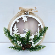 Load image into Gallery viewer, Wooden LED Circle Deer Scene
