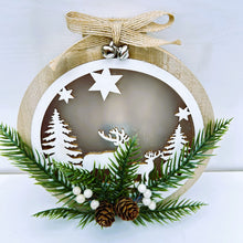 Load image into Gallery viewer, Wooden LED Circle Deer Scene
