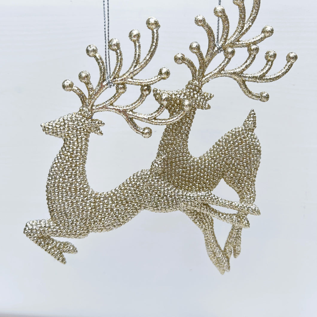 Pale Gold Sparkle Reindeer Set