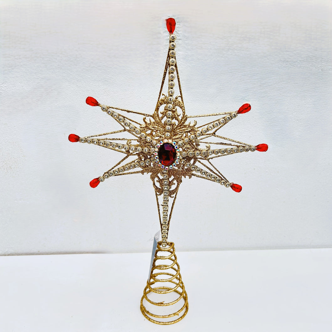 Large Gold Glitter Tree Top Star