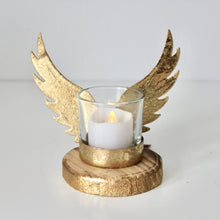 Load image into Gallery viewer, Gold Angel Wings T-Light Holder
