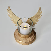 Load image into Gallery viewer, Gold Angel Wings T-Light Holder
