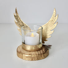 Load image into Gallery viewer, Gold Angel Wings T-Light Holder
