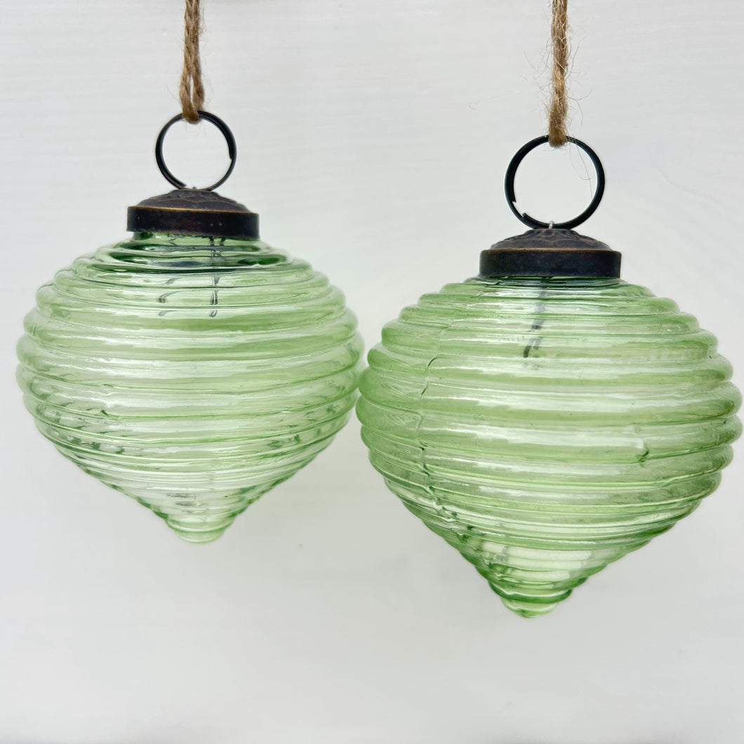 Green Recycled Glass Onion Bauble Set