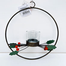 Load image into Gallery viewer, Metal Circle Holly T-Light Holder

