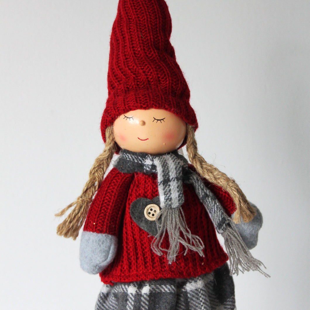Nordic Fabric Girl with Knitted Hat