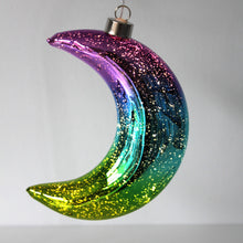 Load image into Gallery viewer, Multicolour Glass Moon LED Ornament
