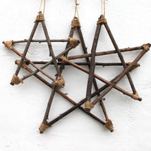 Load image into Gallery viewer, Set of 3 Wooden Rattan Hanging Stars
