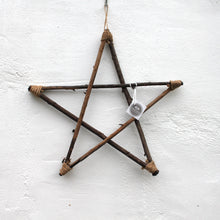 Load image into Gallery viewer, Set of 3 Wooden Rattan Hanging Stars
