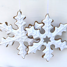 Load image into Gallery viewer, White &#39;Iced&#39; Gingerbread Snowflake Decoration Set
