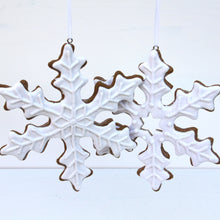 Load image into Gallery viewer, White &#39;Iced&#39; Gingerbread Snowflake Decoration Set

