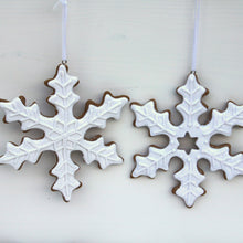 Load image into Gallery viewer, White &#39;Iced&#39; Gingerbread Snowflake Decoration Set
