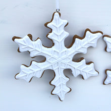 Load image into Gallery viewer, White &#39;Iced&#39; Gingerbread Snowflake Decoration Set
